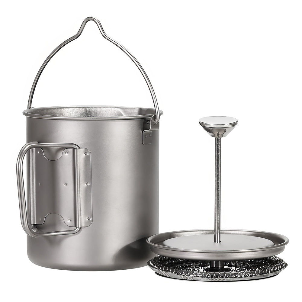 Titanium French Press Coffee Pot with Bail Handle, 2-in-1 Design