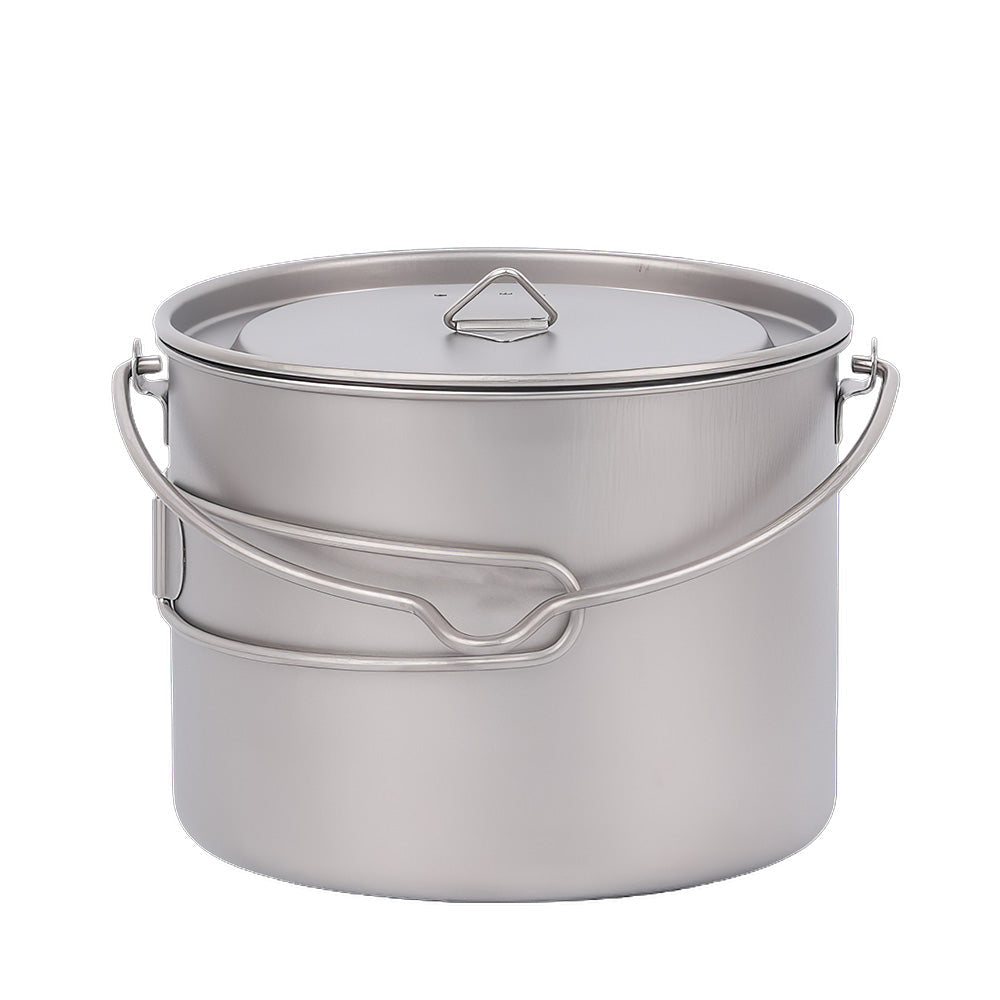 Titanium Camping Pot with Bail Handle and Foldable Side Handles