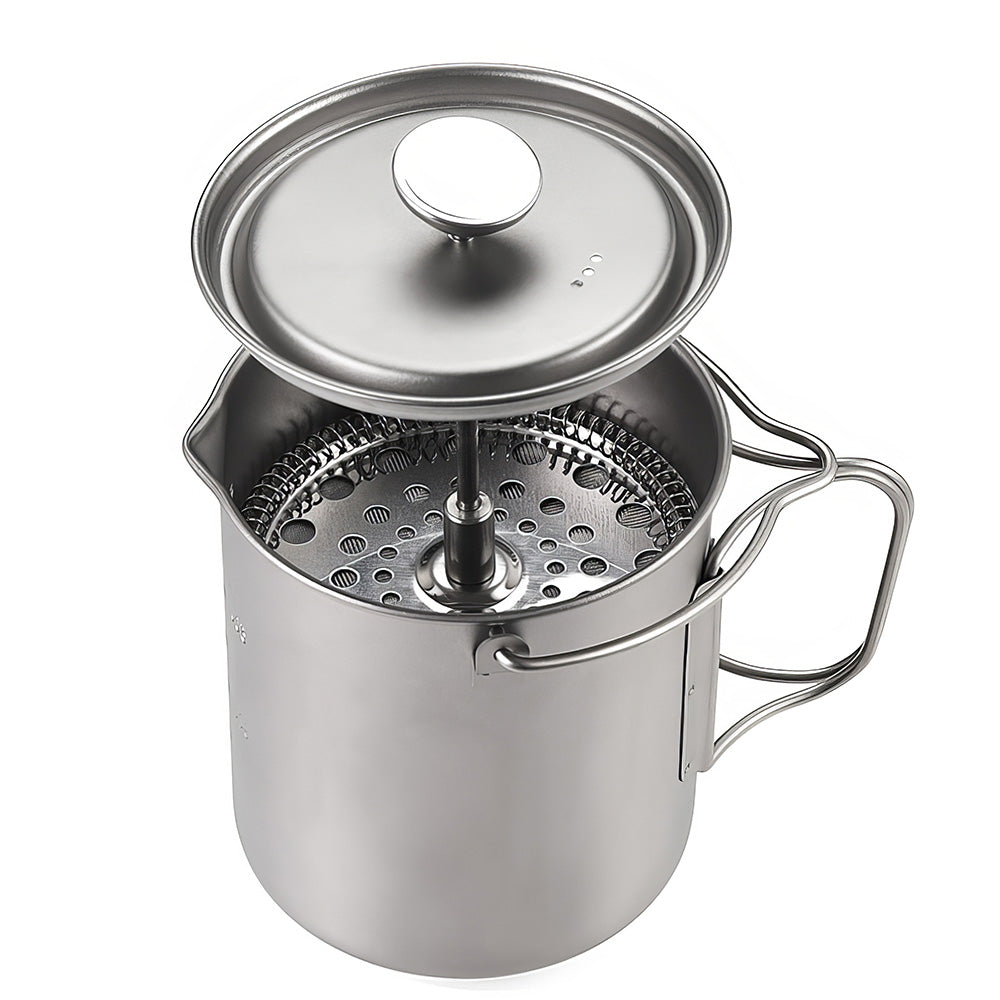 Titanium French Press Coffee Pot with Bail Handle, 2-in-1 Design