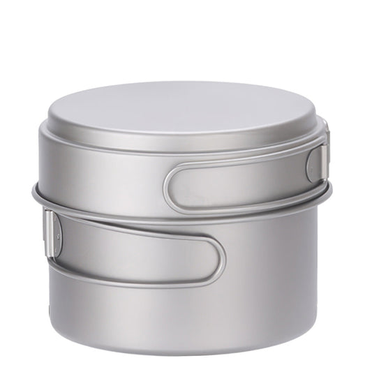 Ultralight Titanium Camping Pot and Pan Set with Foldable Handles