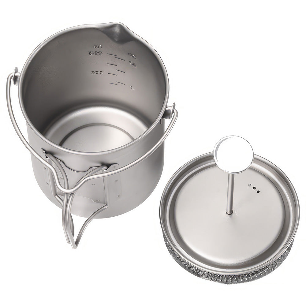 Titanium French Press Coffee Pot with Bail Handle, 2-in-1 Design