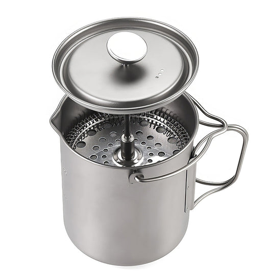 Titanium French Press Coffee Pot with Bail Handle, 2-in-1 Design